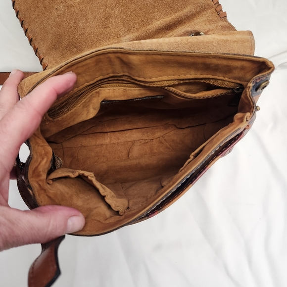 Patricia Nash Rosa Square Flap Saddle Parisian Cameo Leather Bag And Wallet - Picture 9 of 16